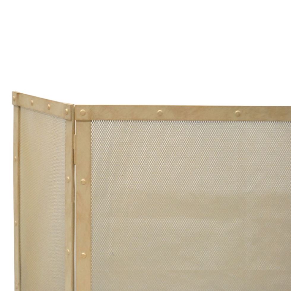 Μεταλλικό Προστατευτικό Τζακιού 190 με 3 φύλλα Πατίνα Εκρού 50x100 25x50x25cm 2