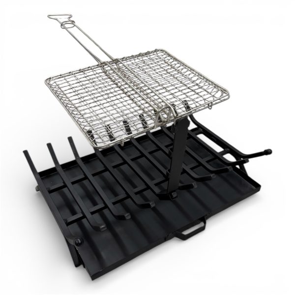 Μεταλλική σχάρα τζακιού με ψησταριά και σταχτοθήκη