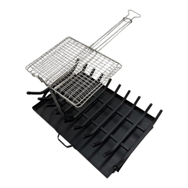 Μεταλλική σχάρα τζακιού με ψησταριά και σταχτοθήκη2